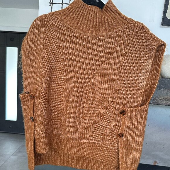 Anthropologie One Size Sweater Vest with Button Side Detail and Mock Neck - Picture 1 of 2